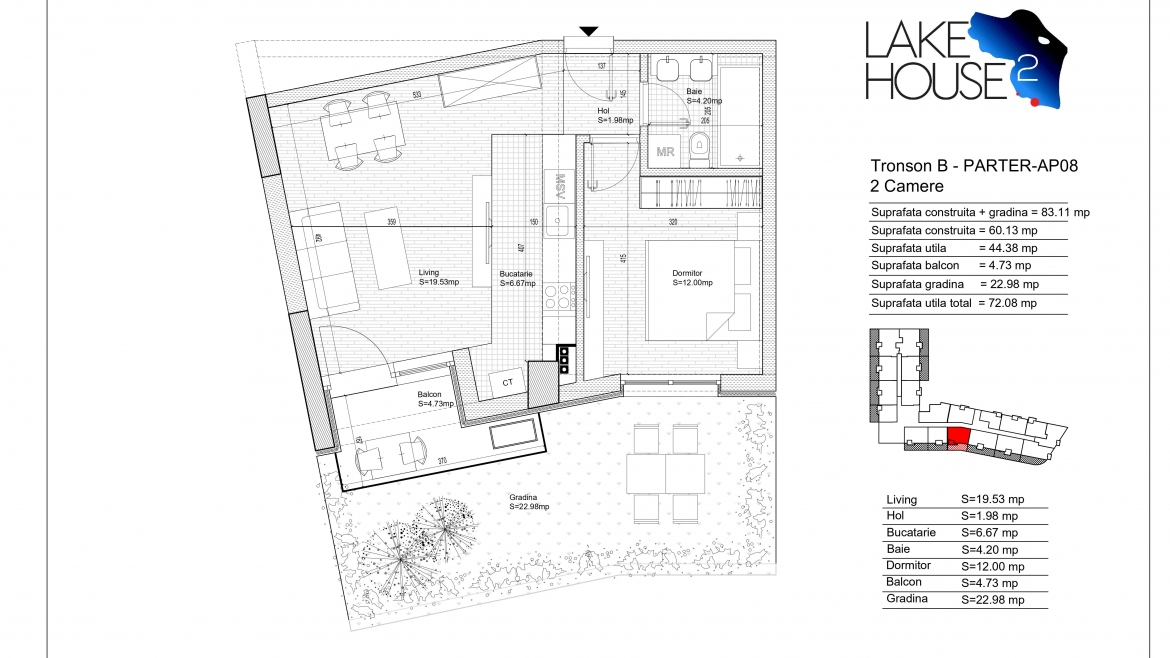 AP08  – Apartament 2 camere si gradina parter-Tronson B